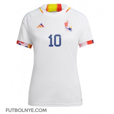 Camiseta Bélgica Eden Hazard #10 Visitante Equipación para mujer Mundial 2022 manga corta